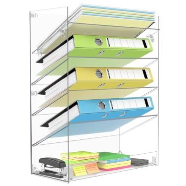 Imagem de awliye Organizador de arquivos de parede de acrílico para pendurar em 5 camadas, organizador de papel de correio, pasta de documentos, suporte de pasta, armazenamento de escritório