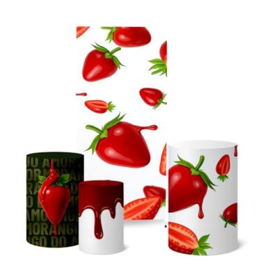 Imagem de Trio Capas Cilindro + Painel Lateral Morango do Amor (K5MRG0002)