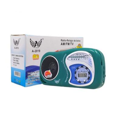 Imagem de Rádio Portátil Retro Fm/am Com Relógio Digital A-2019 - Outros, Verde