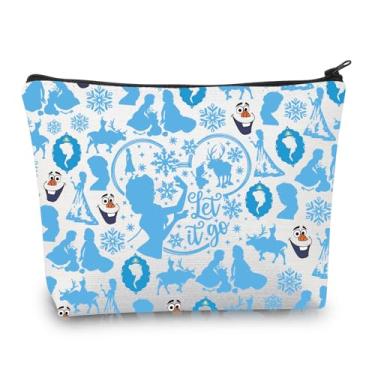 Imagem de BDPWSS Bolsa de maquiagem princesa Elsa, presente para amantes de Elsa, Elsa e Anna, presente de fã Let It Gay, bolsa de higiene pessoal Olaf Lover Gift, Let It Go, À prova d'água