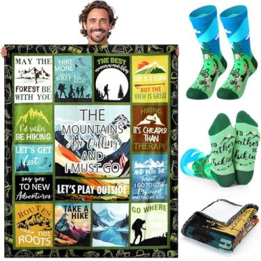 Imagem de HunnmingRe Presentes de caminhada para mulheres e homens, cobertor e meias para amantes de caminhadas, presentes 127 x 152 cm, para golfe, caça, acampamento, caminhada, esportes ao ar livre