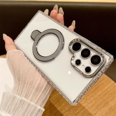 Imagem de Capa para Samsung S25Plus transparente, à prova de choque, com suporte magnético e capa (para Samsung S25Plus/prata)