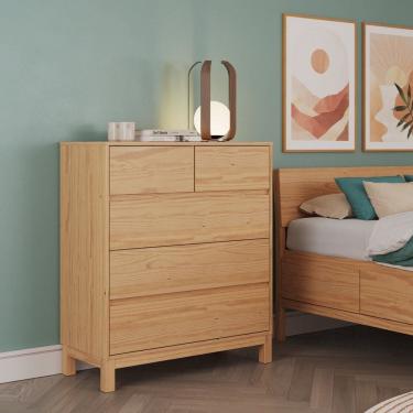 Imagem de Cômoda 5 Gavetas 114cm X 100cm Square Natural Pine