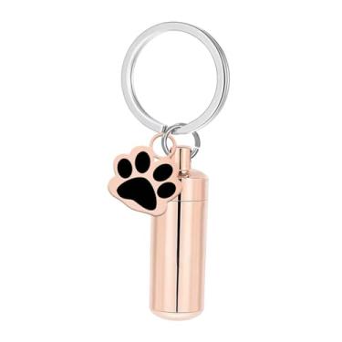 Imagem de Generic Chaveiro de urna para animais de estimação, chaveiro memorial de cremação, lembrança de aço inoxidável com pata de cachorro, de urna para presente de, Rosa Ouro