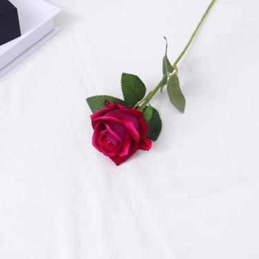 Imagem de Flores artificiais, ramos de rosas, buquês de casamento, decoração, arranjo floral falso para mesa e jardim (7 peças/rosa vermelha)