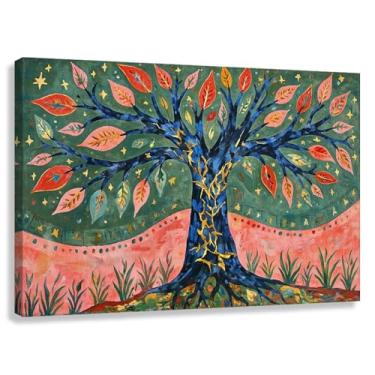 Imagem de Árvore da Vida Arte de Parede Impressão em Tela Decoração Harmonia da Vida Escritório em Casa Quarto 45x30cmx1