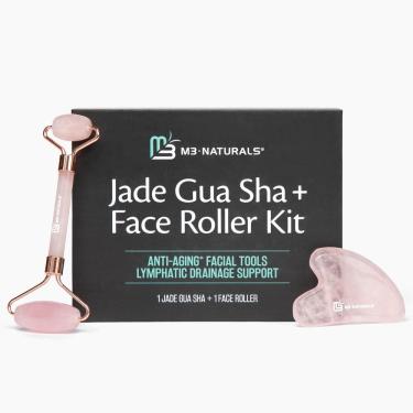 Imagem de Kit de cuidados com a pele M3 Naturals Jade Face Roller e Gua Sha Stone