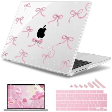 Imagem de May Chen Capa Para Macbook Pro M4 De 14 Polegadas, A3112, A3401 Max, A3185, M3, A2918, A2992, M2, A2779, M1, A2442, Lançamento 2024, 2023, 2022 E 2021, Rígida Plástico Com Teclado, Laço Estrela