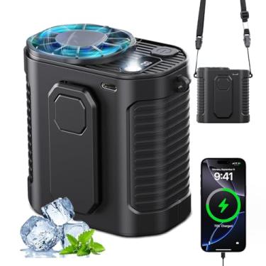 Imagem de Ventilador de cintura portátil, ventilador corporal de 10 velocidades com luz LED, ventiladores de cintura com clipe de cinto para usar as mãos livres, dispositivo de resfriamento recarregável pessoal
