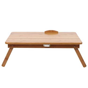 Imagem de Mesa de bambu para laptop, mesa de estudo, mesa de cama de computador resistente com altura ajustável, para estudo de trabalho