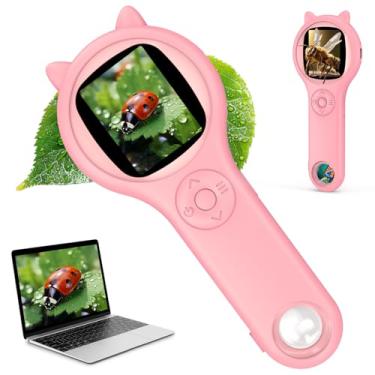 Imagem de GinoCaco Microscópio Para Crianças, Mini Microscópio De Bolso Portátil Para Crianças Pequenas, Kit Educacional De Ciências, Brinquedos De Microscópio Digital, Presentes De Aniversário De Natal, Brin