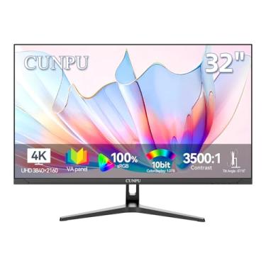 Imagem de CUNPU Monitor de computador 4K UHD de 32 polegadas (3840 x 2160), painel VA, sRGB 100%, cor 1,07B, proporção de contraste 3500:1, VESA 75 x 75 mm, PIP/PBP, HDMI, porta de exibição, cuidados com os