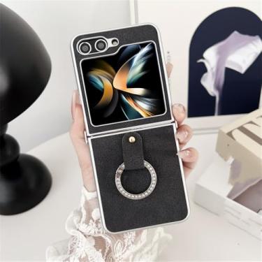 Imagem de Capa de telefone padrão para samsung z flip5 galaxy z flip4 flip3 zflip 5 z flip 3 4 anel capa macia de silicone, anel preto, para galaxy zflip 4