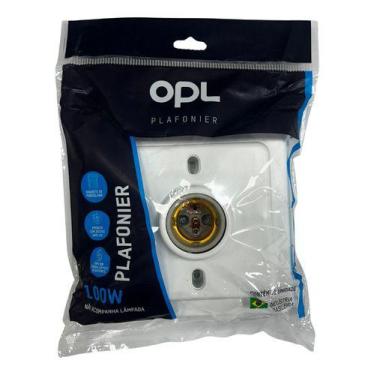 Imagem de 1un Plafon Soquete Porcelana Quadrado Opl Branco