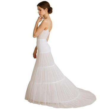 Imagem de Crinolina Anágua Saiote Formato Calda Vestido Noiva Longo - anjo da ma
