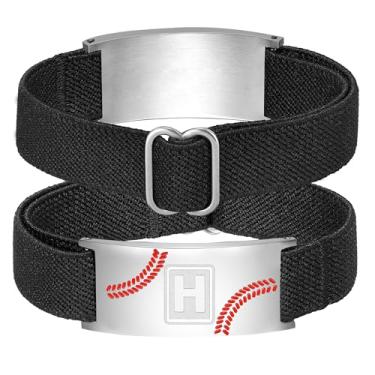 Imagem de KLIFOWDY Presentes de beisebol para meninos, homens, equipes, treinadores, crianças, inicial, com letra A-Z, pulseiras de beisebol, lembrancinhas, acessórios, joias ajustáveis, presentes, Silver-Q