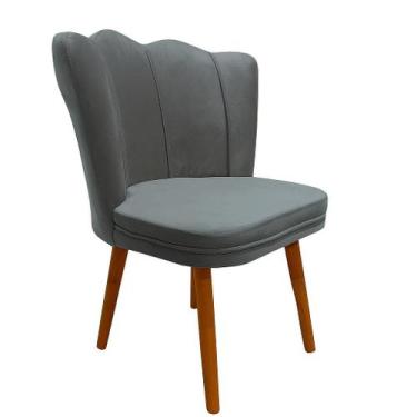 Imagem de Cadeira Decorativa Pétala Reta Veludo Premium Pés Retrô - Bela Móveis,