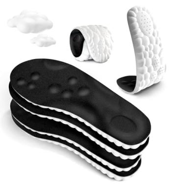 Imagem de 2 pares de solas de nuvem para homens e mulheres, palmilhas de nuvem de amortecimento de espuma viscoelástica macia, ultraconforto com suporte de arco para alívio da dor nos pés, palmilha ortopédica