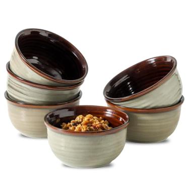 Imagem de MEKY Conjunto de 6 tigelas de cereais de 590 ml, tigelas de sopa de cerâmica para cozinha, tigelas de servir para sorvete de aveia, macarrão, arroz, saladas, sobremesas, tigelas modernas, duráveis e