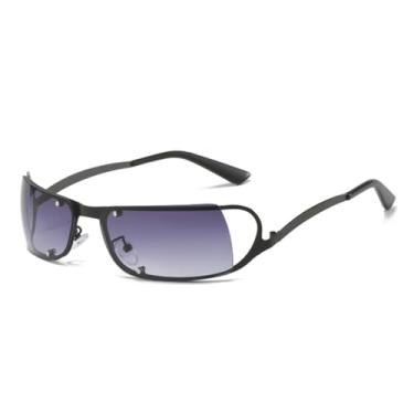 Imagem de VFDHN Óculos de sol sem aro da moda, feminino, masculino, punk, retangular, esportivo (2)