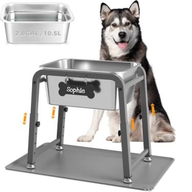 Imagem de TIDANT Tigela de água grande elevada para cães com tapete, 30 g/m2G, 4 alturas ajustáveis XX-XX, suporte de tigela de água elevada para cães grandes