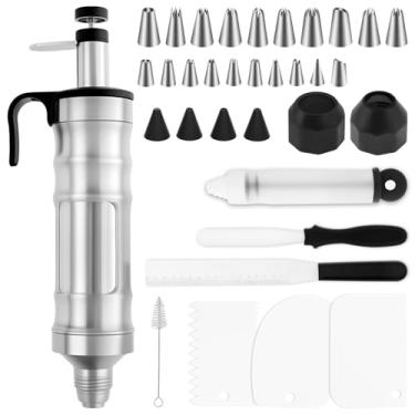 Imagem de Kit de tubulação de cobertura de aço inoxidável, conjunto de seringas para decoração de sobremesa, ferramenta de decoração de bolos, bicos de confeiteiro, suprimentos de cozimento para iniciantes ou
