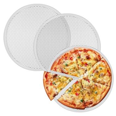 Imagem de XYTZHSAI Pacote com 3 formas de pizza, tela de pizza de 30 cm, bandeja antiaderente para forno de pizza, frigideiras redondas de malha de alumínio resistentes à temperatura, bandeja de cozimento de
