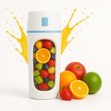 Imagem de Mini Liquidificador Portátil 480mL | Alta Potência 2200RPM | Bateria 1500mAh | Sucos, Vitaminas e Shakes | Compacto, Leve e Recarregável USB Tipo-C | Seu Whey Pronto a Qualquer Hora e Lugar (Azul)