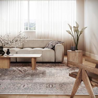 Imagem de Nuloom Tapete Sereia Medallion 1,8 m x 2,5 m lavável na máquina para sala de estar, quarto, sala de jantar, cinza