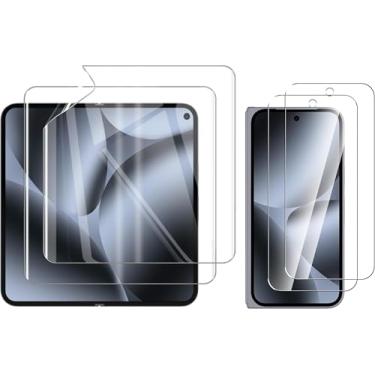 Imagem de Murmure 2 + 2 pacotes internos + protetores de tela frontal para Google Pixel 10 Pro Fold, película elástica, TPU macio, cobertura total HD, anti-arranhões, sem bolhas, flim autorreparável, antichoque