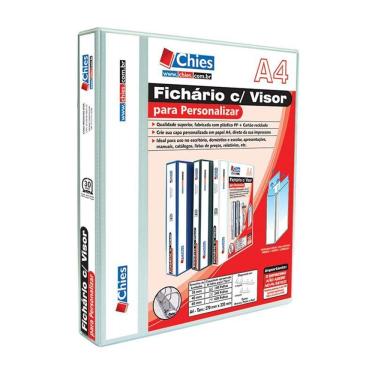 Imagem de Fichário revestido cristal A4 branco 30mm c/ 2 argolas Chies
