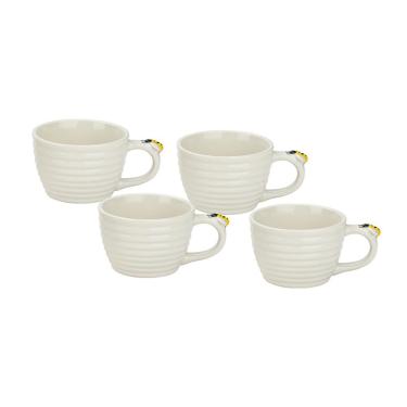 Imagem de Conjunto de Xícaras para Chá Hauskraft Bee em Porcelana 230 ml Branca – 4 Peças