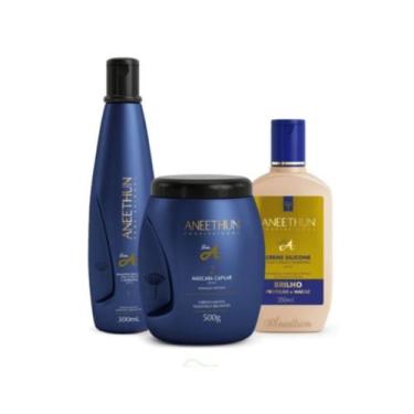 Imagem de Kit Aneethun Linha A - Shampoo 300mL + Máscara 500g + Creme Brilho 250