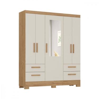 Imagem de Guarda Roupa de Casal Vitoria 5 Portas 4 Gavetas Canelato Off White Atualle