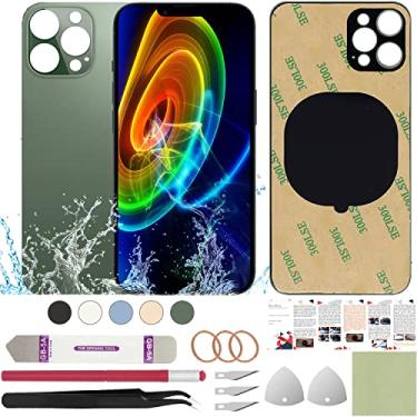 Imagem de ReuWeu Capa de vidro de substituição de tela traseira compatível com iPhone 13 Pro Max de 6,7 polegadas + ferramentas profissionais (verde alpino)
