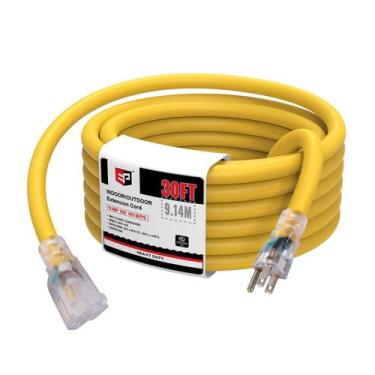 Imagem de Cabo de extensão EP 30 pés iluminado ao ar livre 10/3 SJTW 15A 125V