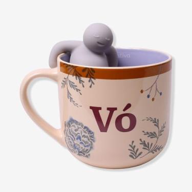 Imagem de Zona Criativa – Caneca com Infusor Bordado de Vó 350ml | Chá com Infusor Prático para Ervas Naturais – Cerâmica Resistente, Chá Mais Saudável - Hora do Chá Mais Especial
