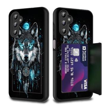 Imagem de FGDRFGRW Capa para carteira de cartão de crédito, camada dupla, híbrida, à prova de choque, proteção contra quedas com suporte, capa para Samsung Galaxy A16 5G 17.5 cm, Wolf