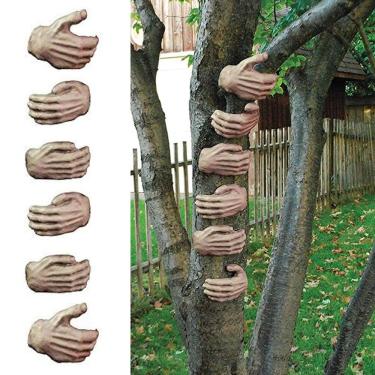 Imagem de Tronco de árvore agarrando as mãos decoração 6ct conjunto sinistro gramado prop