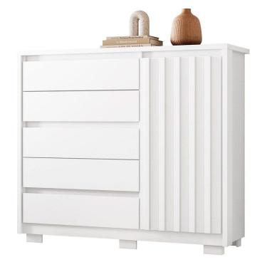Imagem de Cômoda Sapateira 1 Porta 5 Gavetas 125cm Duetto Branco - Albatroz