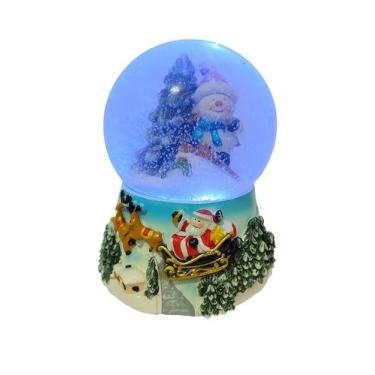 Imagem de Globo De Neve Musical Colorido Papai Noel Enfeite Decorativo - nataluz