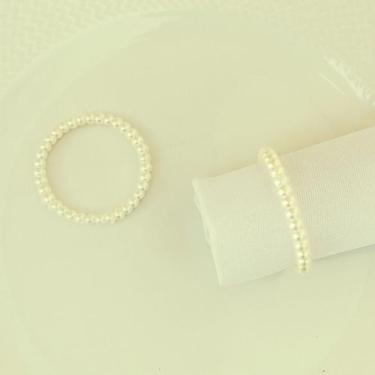 Imagem de Kit com 06 ou 12 Argola de Guardanapo Perolas Para Casamento Mesa Post