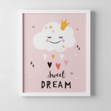 Imagem de Quadro Decorativo Quarto Infantil Bebê 25x30 Moldura - IC, nuvem