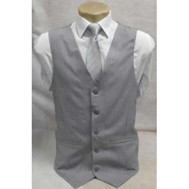 Imagem de Colete Social Adulto - Cinza com Listras Brancas - COD: AS434 - Impéri