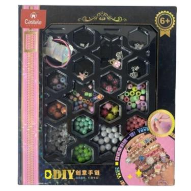 Imagem de Kit Miçanga Infantil Coloridas Para Montar 160 Pecas Castela