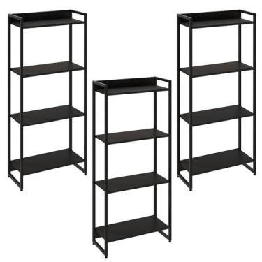 Imagem de Kit 3 Estantes Multiuso Escritório Industrial 4 Prateleiras Areta 145x