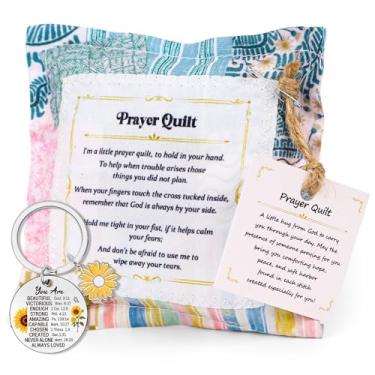 Imagem de Colcha de oração cristã com cruz interna - colcha de oração bíblica, quadrado, bolso girassol, chaveiros religiosos cristãos, presentes para mulheres, aniversário, luto, conforto, simpatia, presente