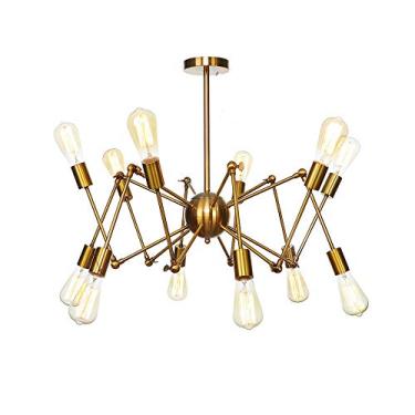 Imagem de Lustre de vento industrial estilo vintage, luzes E27, lustre Sputnik para piso inclinado, teto, quarto, sala de estar, sala de jantar, cozinha, iluminação cromada
