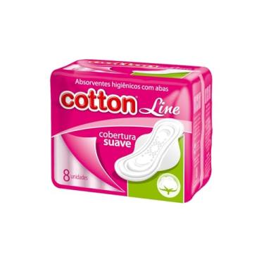Imagem de Absorvente Cobertura Suave C/Abas 8 Unid, Cotton Line