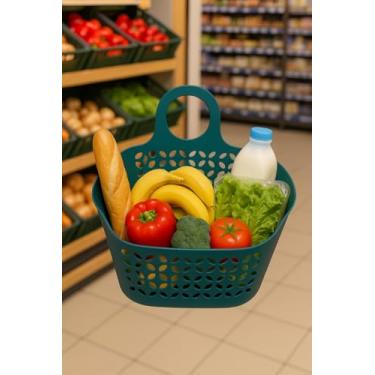 Imagem de Cesta Organizador Multiuso Plástico Casa Cozinha com Alça (verde)